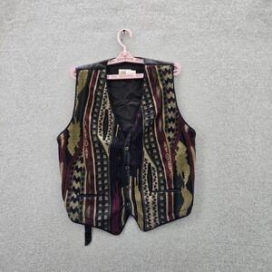 VINTAGE Aklanda Men Vest L Multicolor Geometric Aztec Southwestern 90s Australia